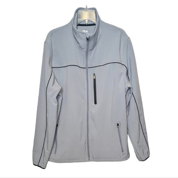Fila light Greyzip front  stadium jacket sz Large - Picture 1 of 11